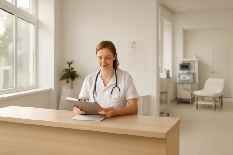 Moderne medische kliniek met vriendelijke ontvangst voor maagballonbehandeling